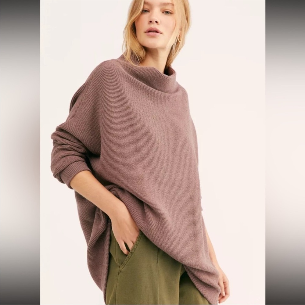 Free people ottoman sweater tunic in nutmeg xs